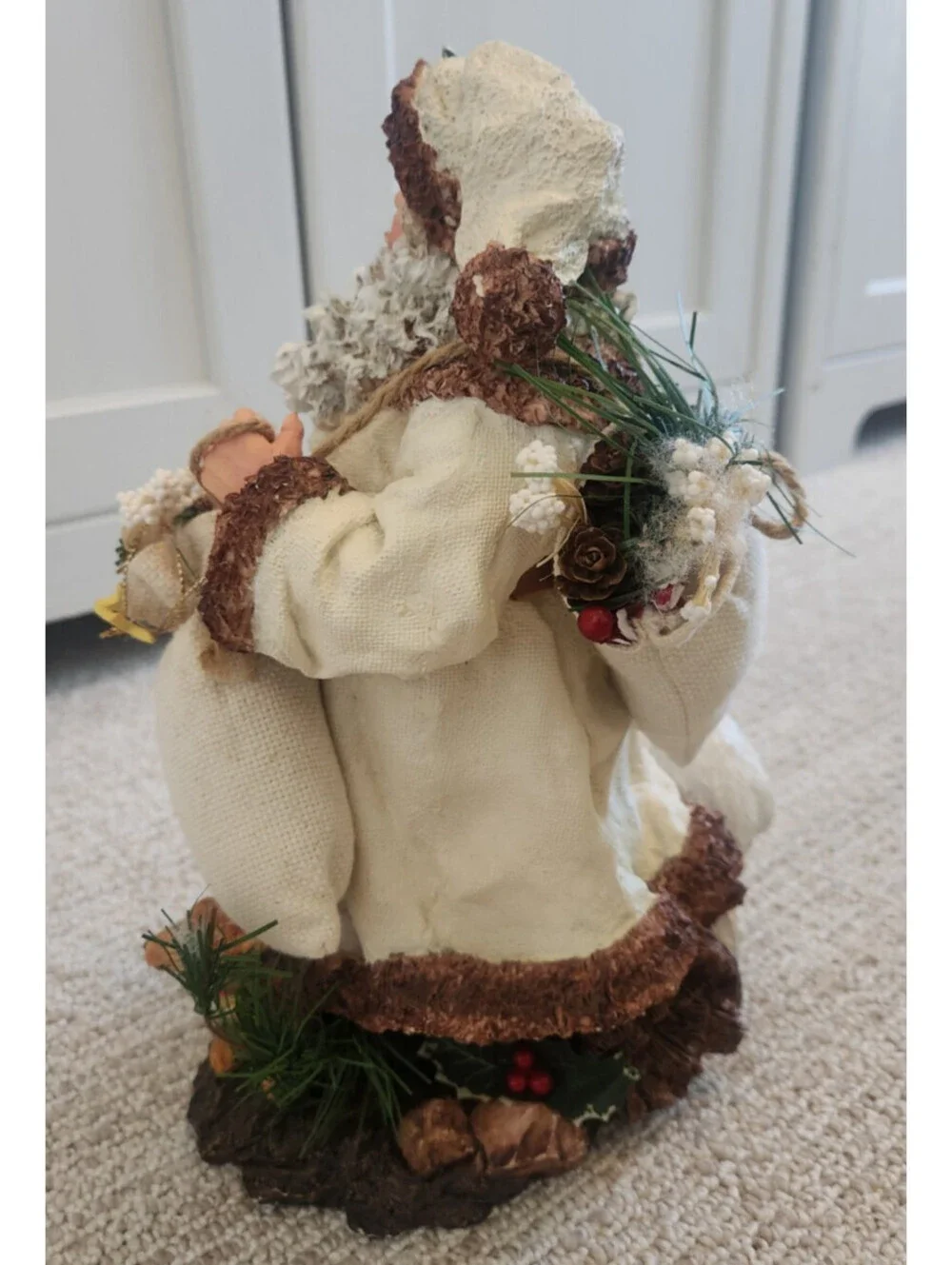 Santa Claus Figurine Woodlands Christmas Polar Bear Deer Vintage Porcelain Folk